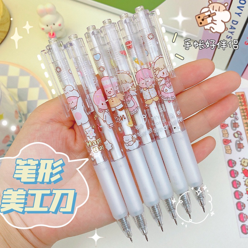 Dao dọc giấy, dao chiết Washi Tape hình Gấu dễ thương - dạng bút bấm