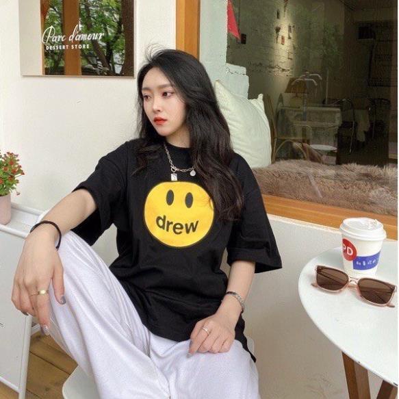 Áo đôi nam nữ, áo thun cặp đôi in hình drew đáng yêu cổ tròn chất co giản không bong tróc