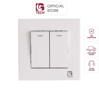 Công tắc đôi 1 chiều và 2 chiều chuẩn vuông, màu trắng LGtech F21-0002
