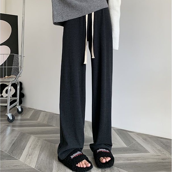 SUXI Quần Dài Lưng Cao Ống Rộng Màu Sắc Đơn Giản Thời Trang Thu Đông Cho Nữ