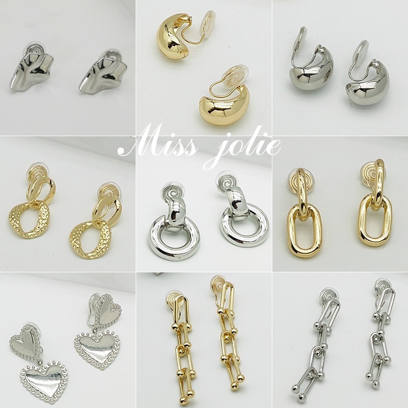 ✨Miss Jolie✨Hàng Có Sẵn Bông Tai Dạng Kẹp Hình Tròn Bằng Kim Loại Đơn Giản Phong Cách Âu Mỹ Cá Tính Dễ Phối Đồ