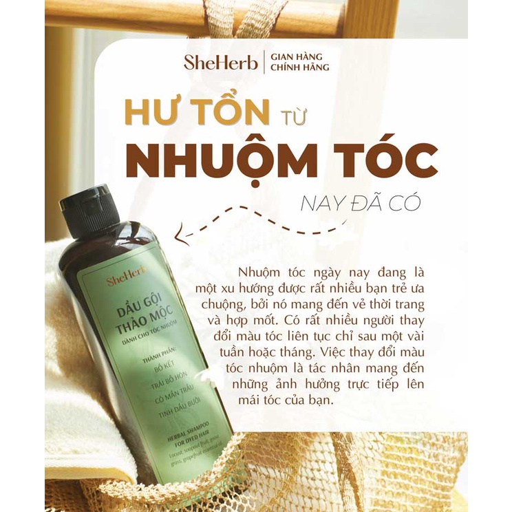 Dầu Gội Tóc Nhuộm Ngăn Ngừa Rụng Tóc Thảo Mộc SheHerb - Giúp Giữ Màu, Phục Hồi Nang Tóc 250ML