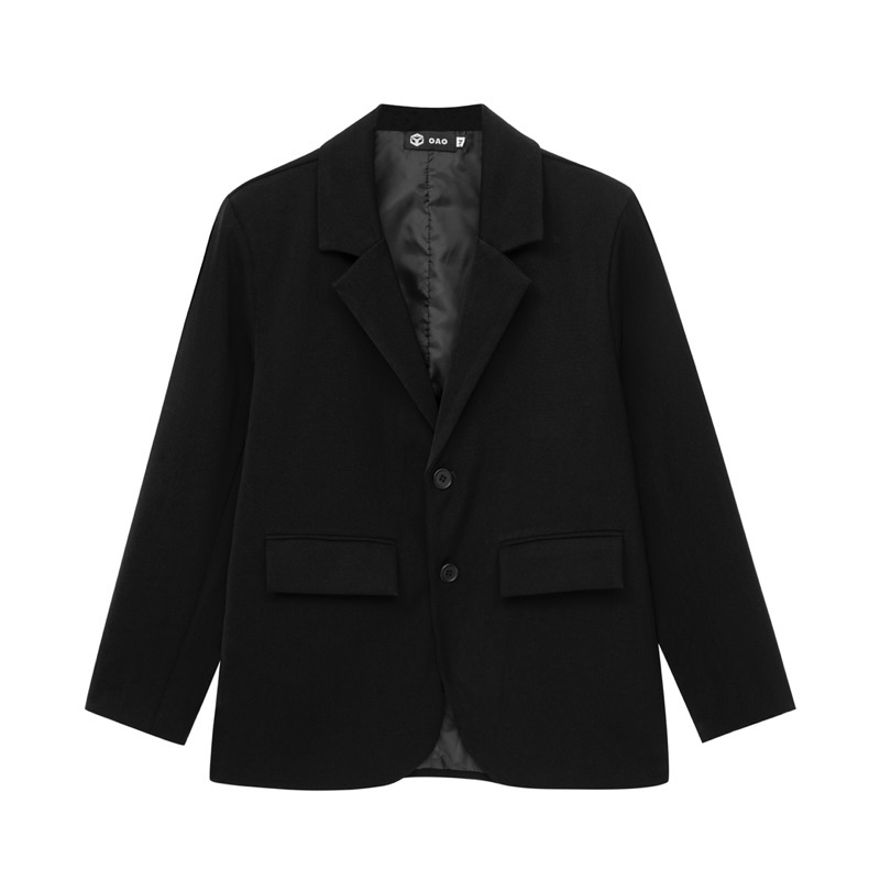 Áo Blazer OAO đen basic có đệm vai, vải không nhăn