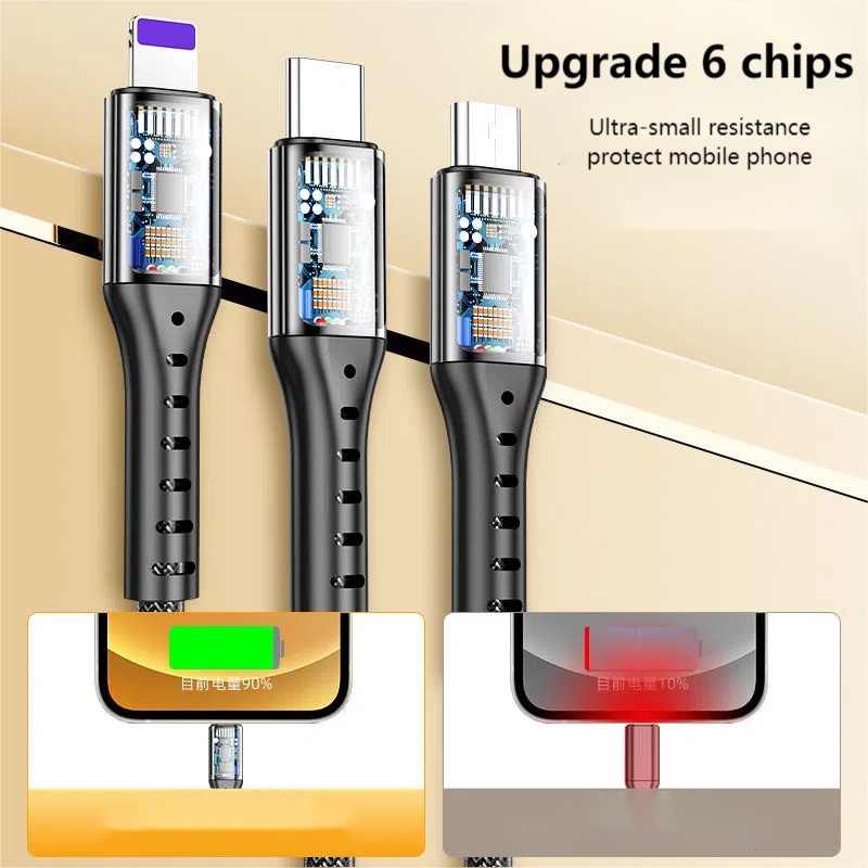 Dây Cáp Sạc Nhanh Ba Đầu Cho Huawei VIVO Xiaomi OPPO