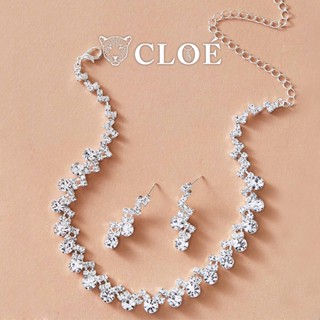 Dây chuyền vòng tay bông tai đính đá sang trọng bộ phụ kiện trang sức Cloe Accessories 4808