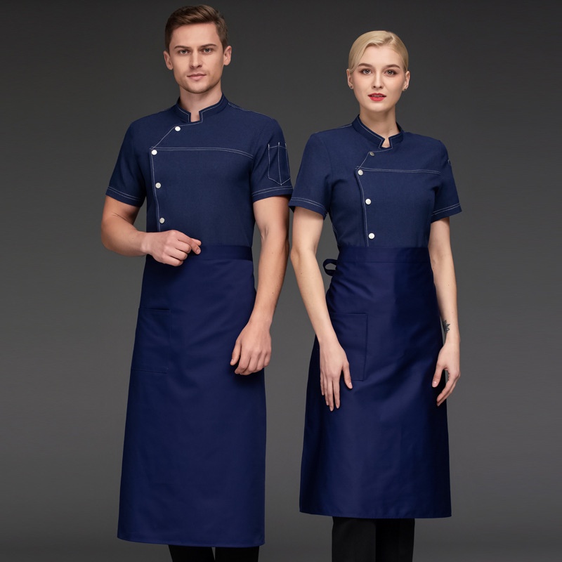 Áo Đầu Bếp Tay Ngắn Phối Lưới Thoáng Khí Thêu Họa Tiết 1 # A2 A2 Thời Trang Mùa Hè Cho Nam Và Nữ