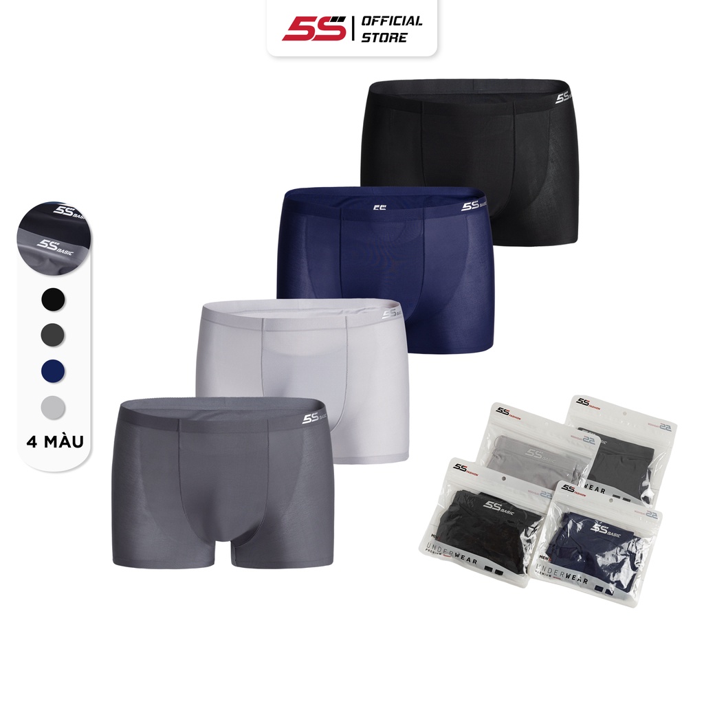 Quần Lót Nam Boxer Thun Lụa 5S Không Đường May, Thoáng Khí, Kháng Khuẩn, Co Giãn Cực Dễ Chịu (BOX22020)