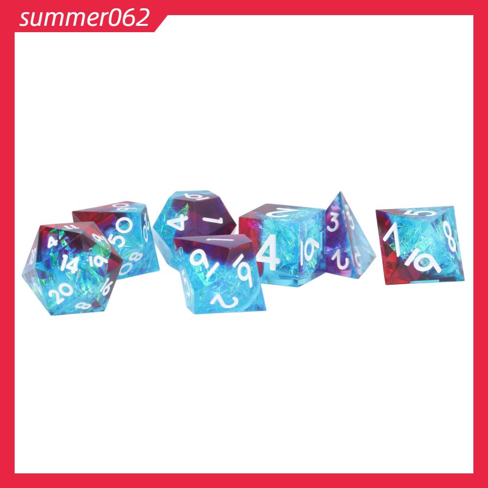 Summer062 7 cái Xúc Xắc Đa Diện Bộ Nhựa Có Cạnh Sắc Nét Với ​​Bao Gồm Đẹp Cho Trò Chơi Nhập Vai Bảng