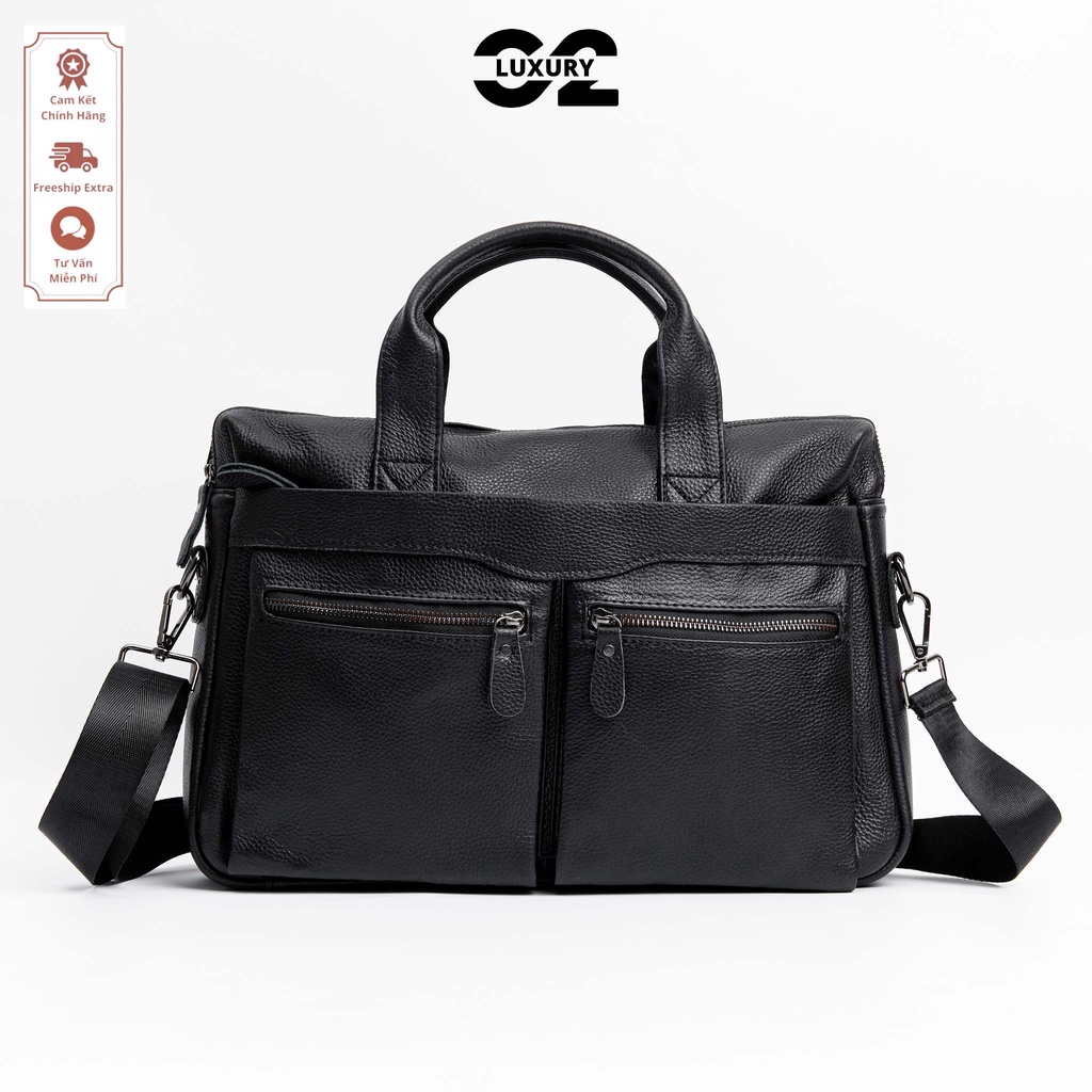 Túi xách nam Luxury túi nam da bò phong cách công sở chất da cao cấp dáng Briefcase K002-D Màu Đen