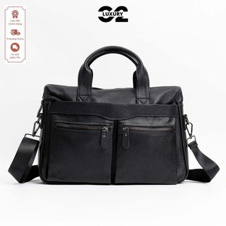 Túi xách nam Luxury túi nam da bò phong cách công sở chất da cao cấp dáng Briefcase K002-D Màu Đen