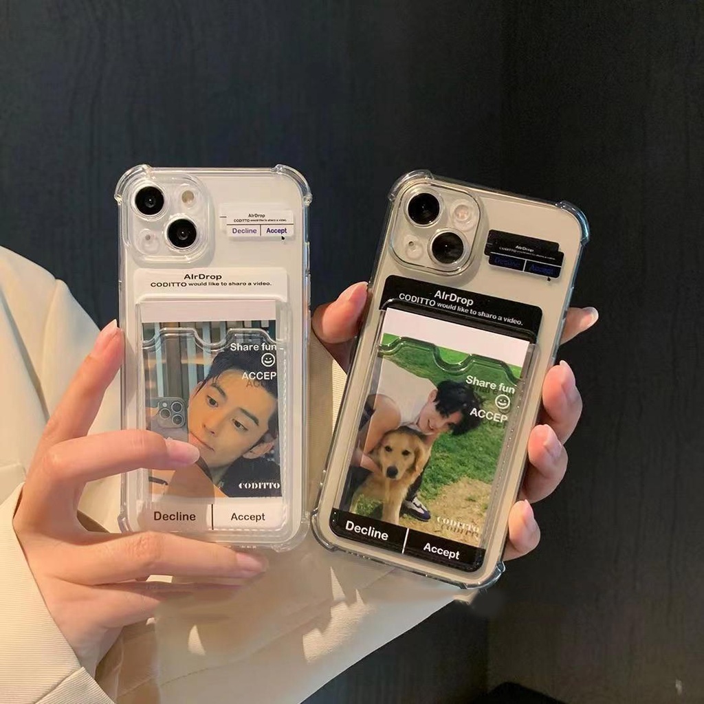 Ốp Điện Thoại Silicon Mềm Trong Suốt Chống Sốc Có Ngăn Đựng Thẻ Cho IPhone 13 12 11 Pro XS Max XR X