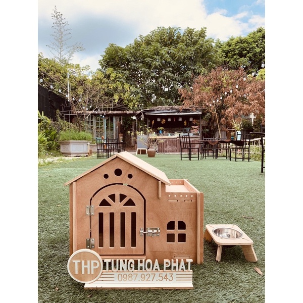 size M 5-10kg, Chuồng cho Chó, nhà chó mèo bằng gỗ chống ẩm
