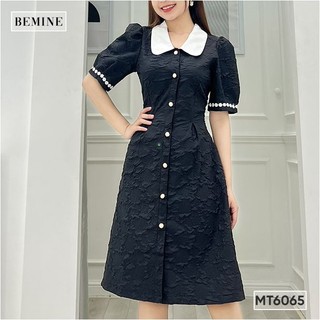 Đầm phối cổ bèo đính nút BEMINE MT6065