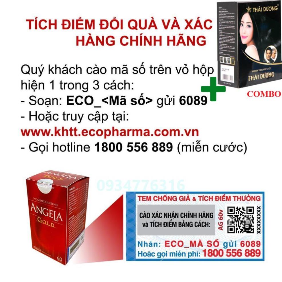 Combo Gội Là Đen Thái Dương+ Viên uống ANGELA GOLD tăng cường sinh lý nữ (15 viên)