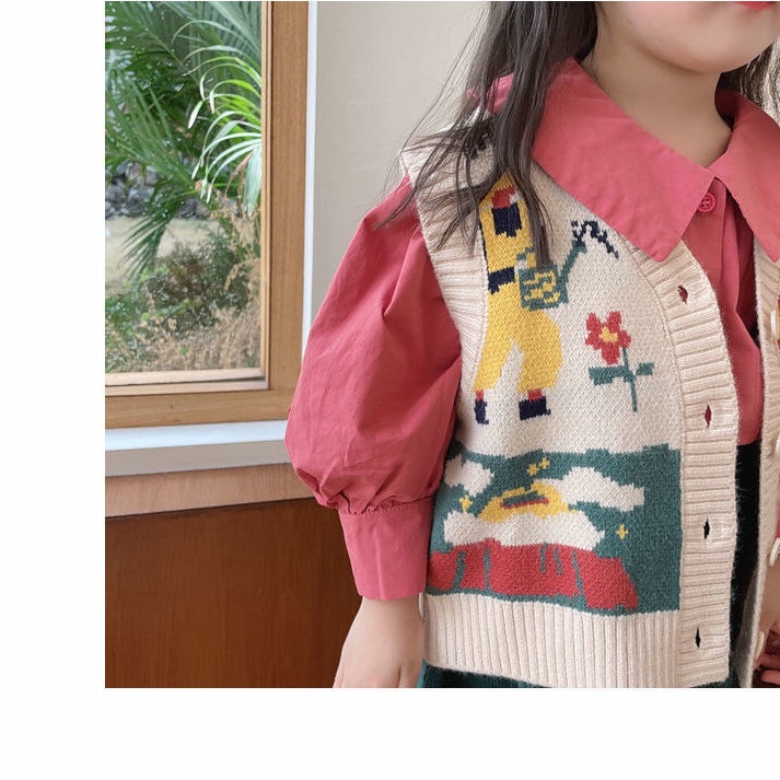 Áo Khoác Len Cardigan Không Tay Phong Cách Hàn Quốc Thời Trang Xuân Thu 2022 Mới Cho Bé Gái