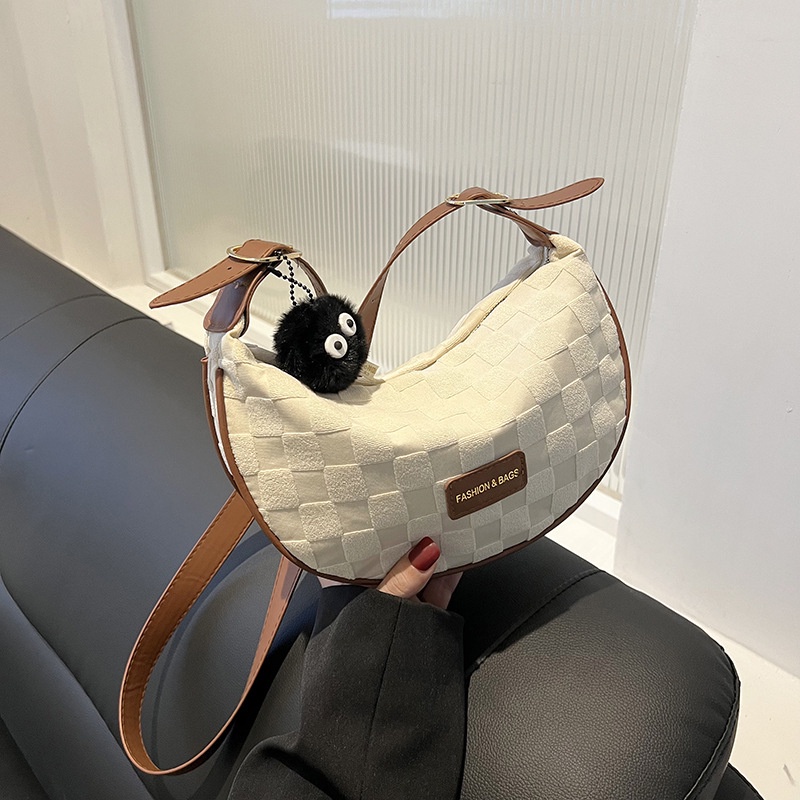 Túi Đeo JASMIN NOIR Chéo Vải Canvas Họa Tiết Sọc Caro Đơn Giản Cá Tính