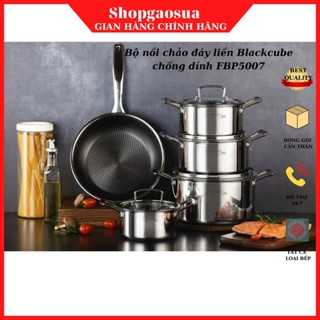 Bộ nồi chống dính Blackcube 3 lớp đáy liền Fivestar inox 304 sáng bóng , bếp từ, bếp hồng ngoại, bếp ga , bảo hành 25 nă