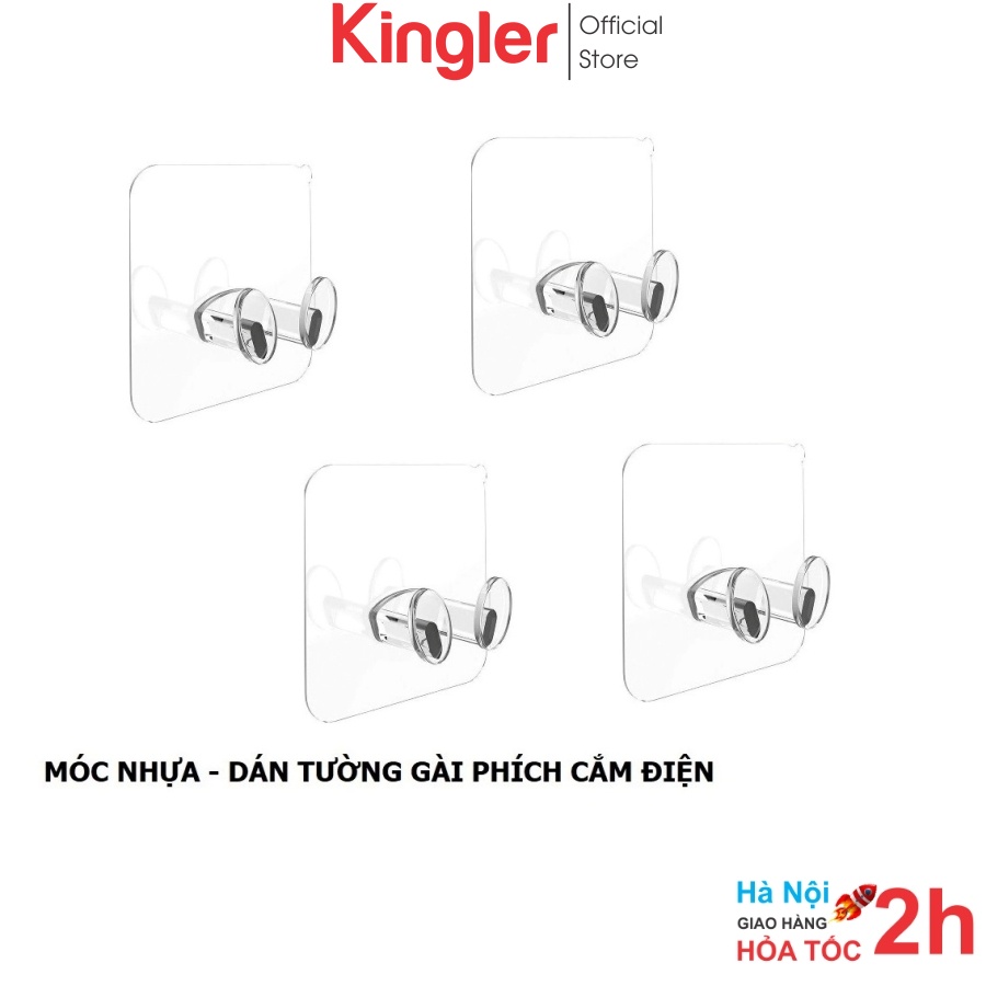 10 Giá Gài Phích Điện Dán Tường Trong Suốt, Móc Chân Không Treo Phích, Đỡ Điện Thoại, Móc Dán Tường, Kingler 4000Set10