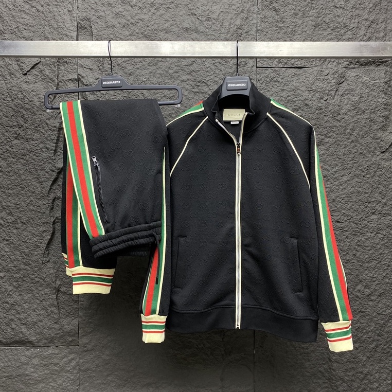 Bộ, Set nỉ thu đông kéo khóa Gucci kẻ viền vân nổi monogram LA 1-1 on web