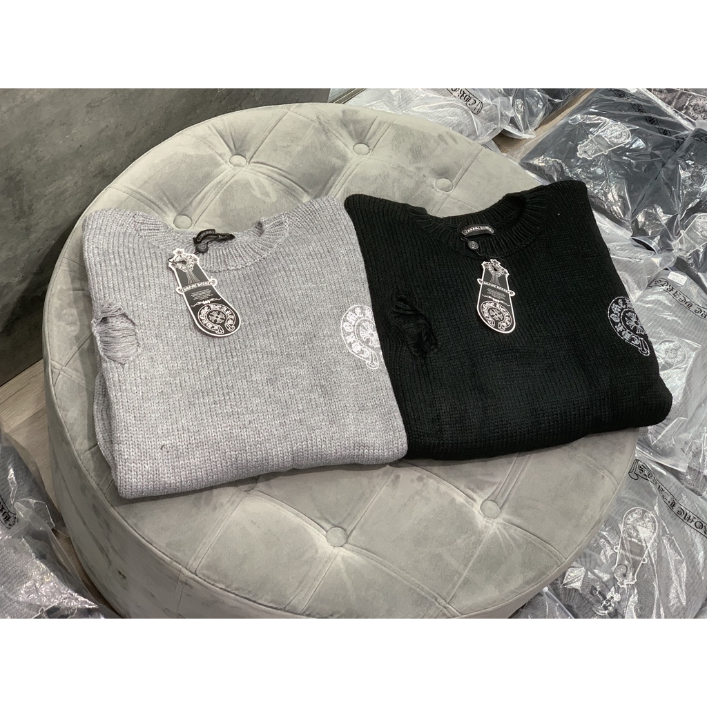 ÁO LEN RÁCH CHROME HEARTS 2.0 HÀNG QUẢNG CHÂU CAO CẤP. ÁO LEN THỜI TRANG LUXURY SANG TRỌNG