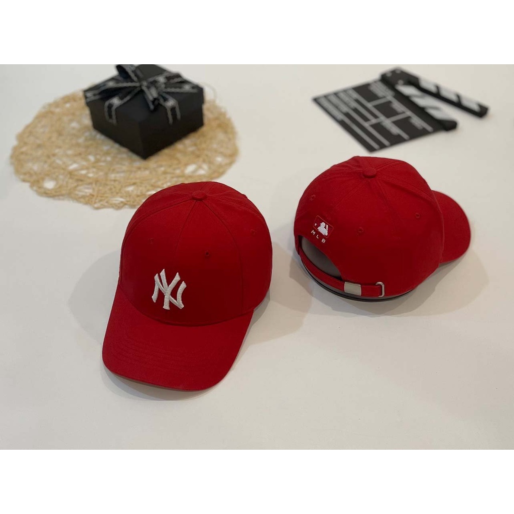 Mũ lưỡi trai Màu đỏ MLB thêu logo chữ NY siêu HOT,nón kết lưỡi trai phong cách Hàn quốc logo chữ NY, hàng xuất dư.