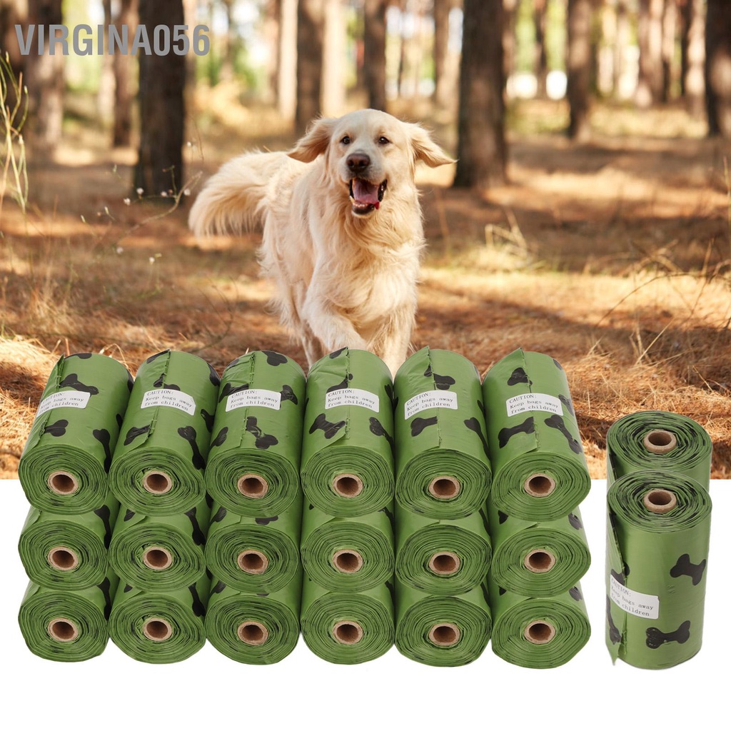 Virgina056 20 Rolls Túi đựng phân chó có thể hủy sinh học Dùng một lần Dày đặc mùi Cô lập rác cho thú cưng Mèo Vườn ngoài trời