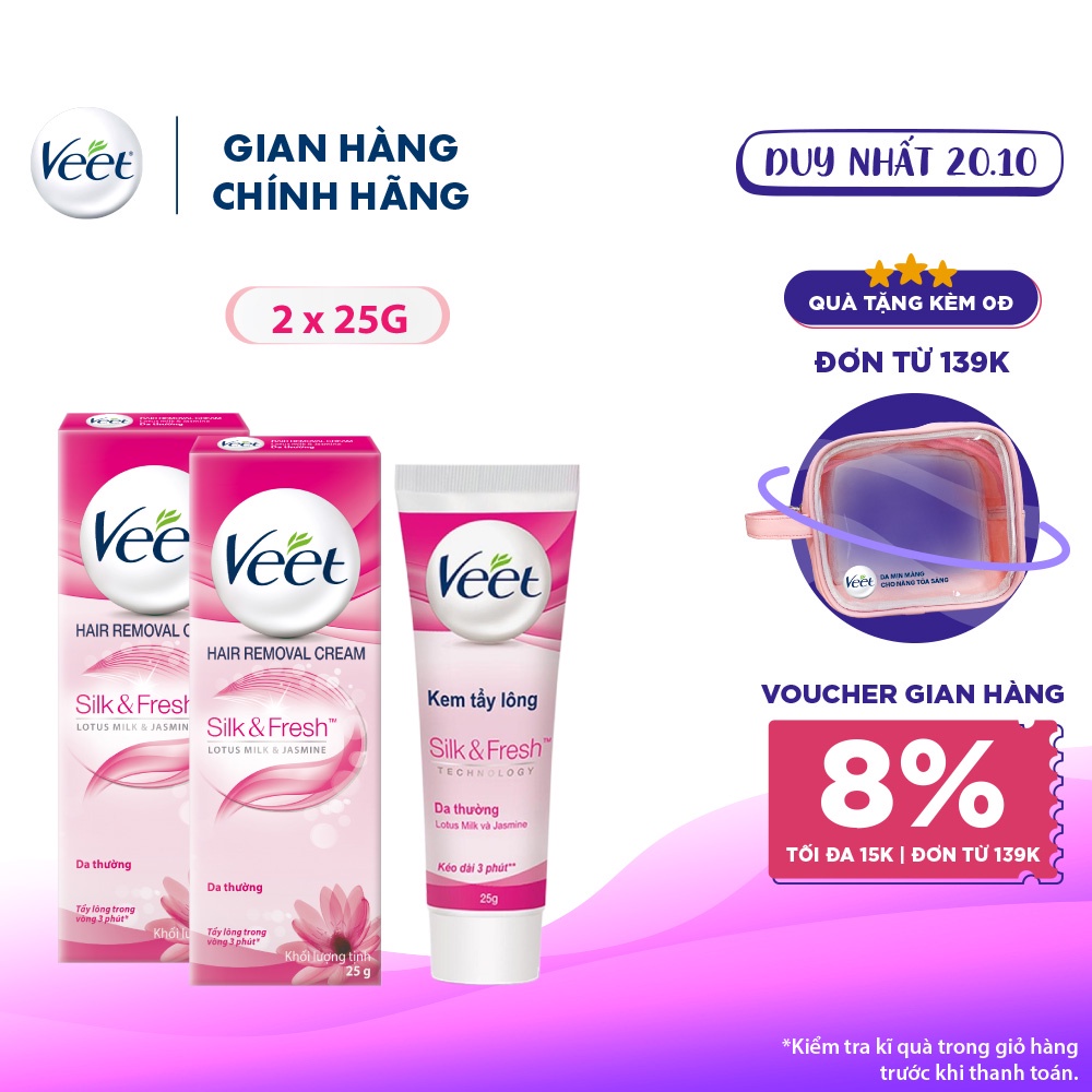 Combo 2 Kem tẩy lông cho da thường Veet Silk Fresh 25g/tuýp
