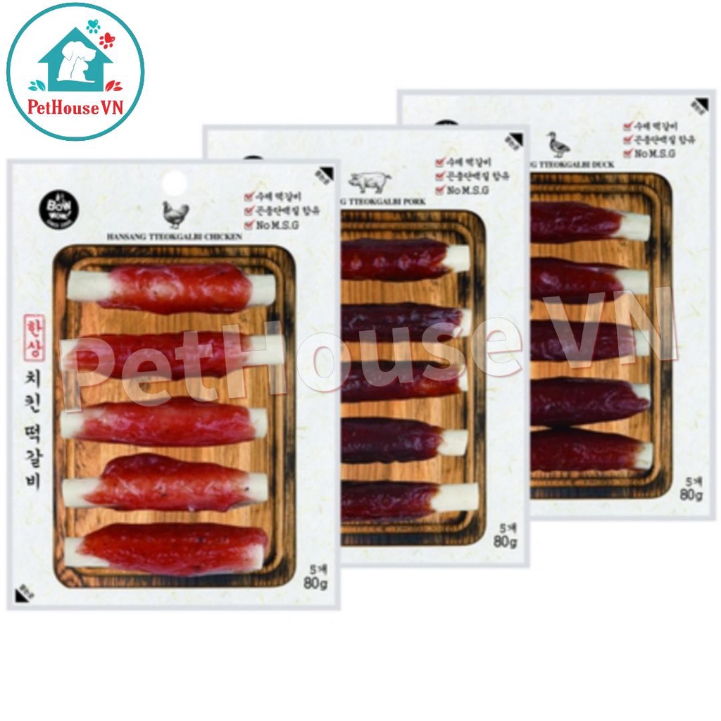 THỊT CUỘN THANH SỮA BOWWOW - Túi 80G Snack Bánh Thưởng Cho Chó Nhiều Vị Hàng Chính Hãng
