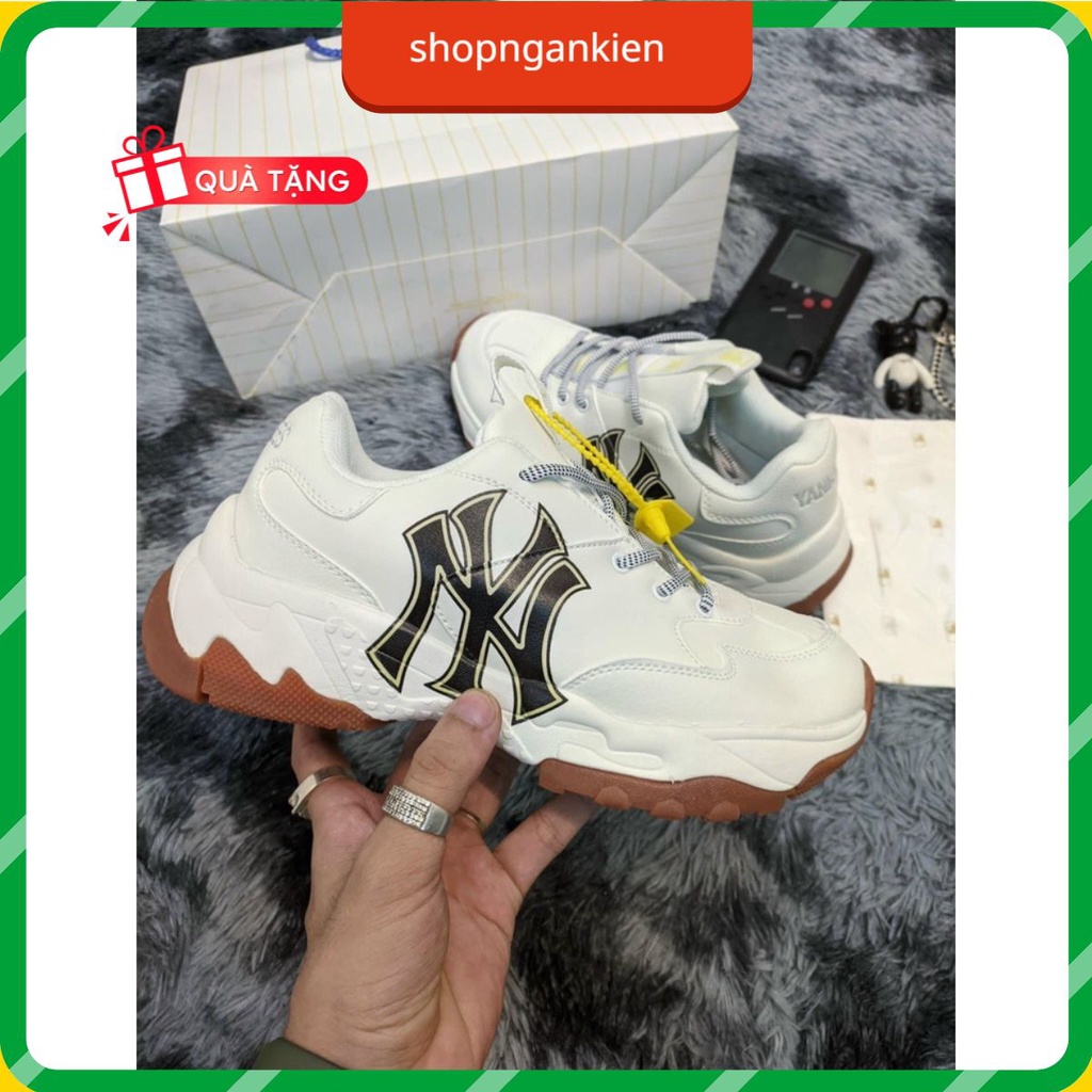Giày_mlb NY, giày thể thao NY đế nâu ny chữ đen nam nữ tăng chiều cao, full size, hộp bill