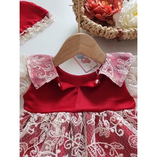 Body váy ren đỏ đô cho bé