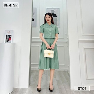 Set chân váy xếp li áo sơ mi BEMINE ST07