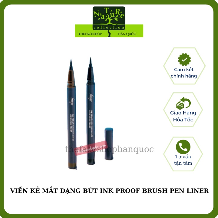 Bút kẻ viền mắt không trôi chống nước chống lem The Face Shop fmgt Ink Proof Brush Pen Liner 0.6g