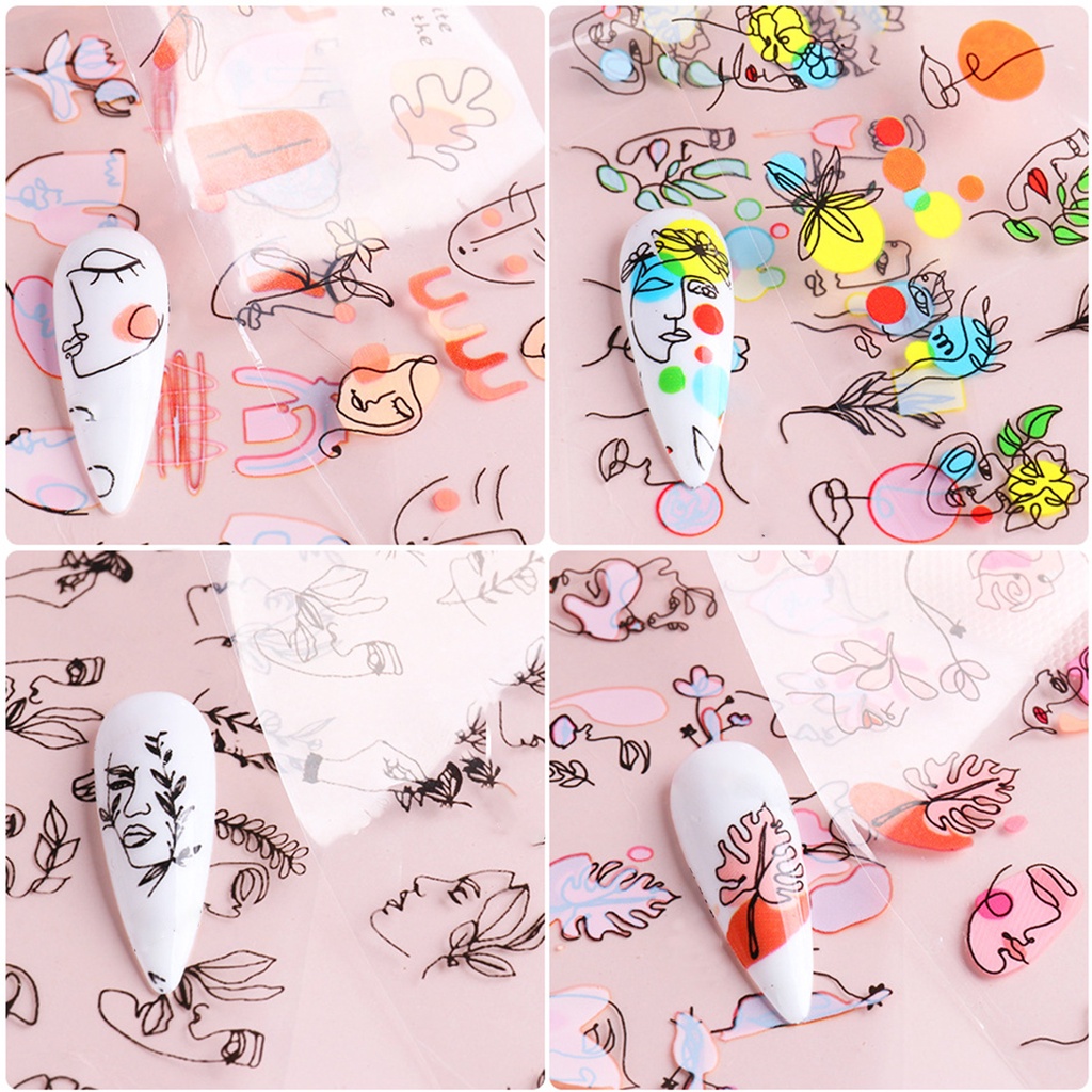 Bộ 10 Miếng Dán Đường Viền Hình Học Dễ Phối Đồ Trang Trí Móng Tay Nghệ Thuật