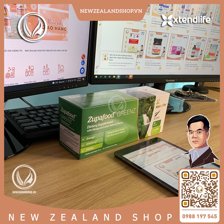Siêu thực phẩm tăng cường sức khỏe kiềm hoá xanh Xtend-Life Zupafood Greenz