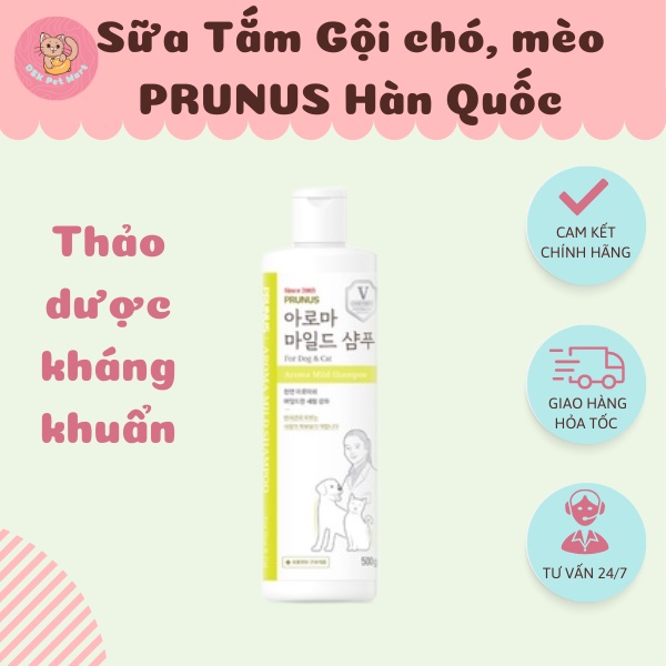 Sữa Tắm Gội PRUNUS Hàn Quốc Thảo Dược Kháng Khuẩn Aroma Mild Shampoo 500ml