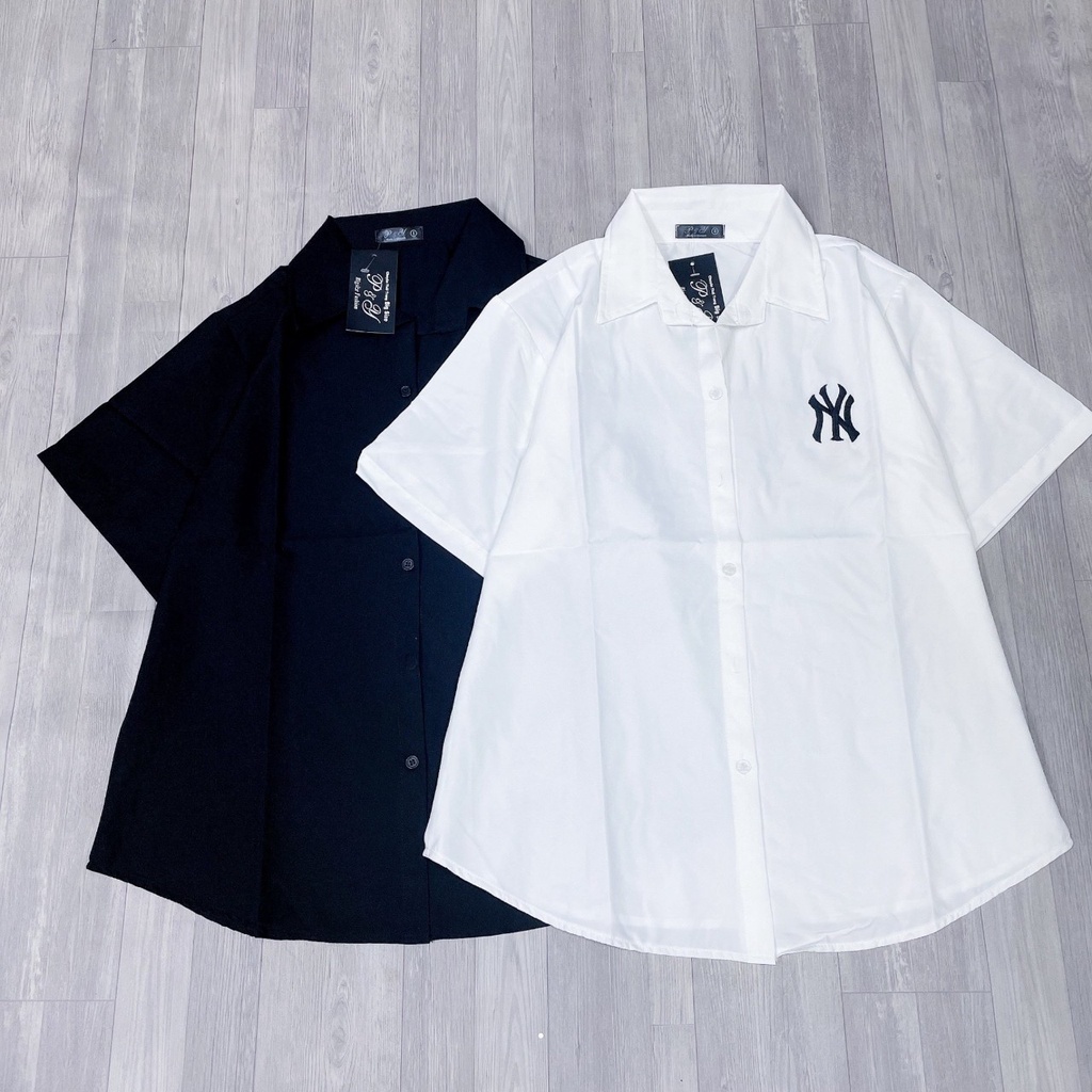 Áo sơ mi nữ bigsize có logo NY, Áo kiểu bigsize nữ ngoại cỡ từ 60-100kg SMNY