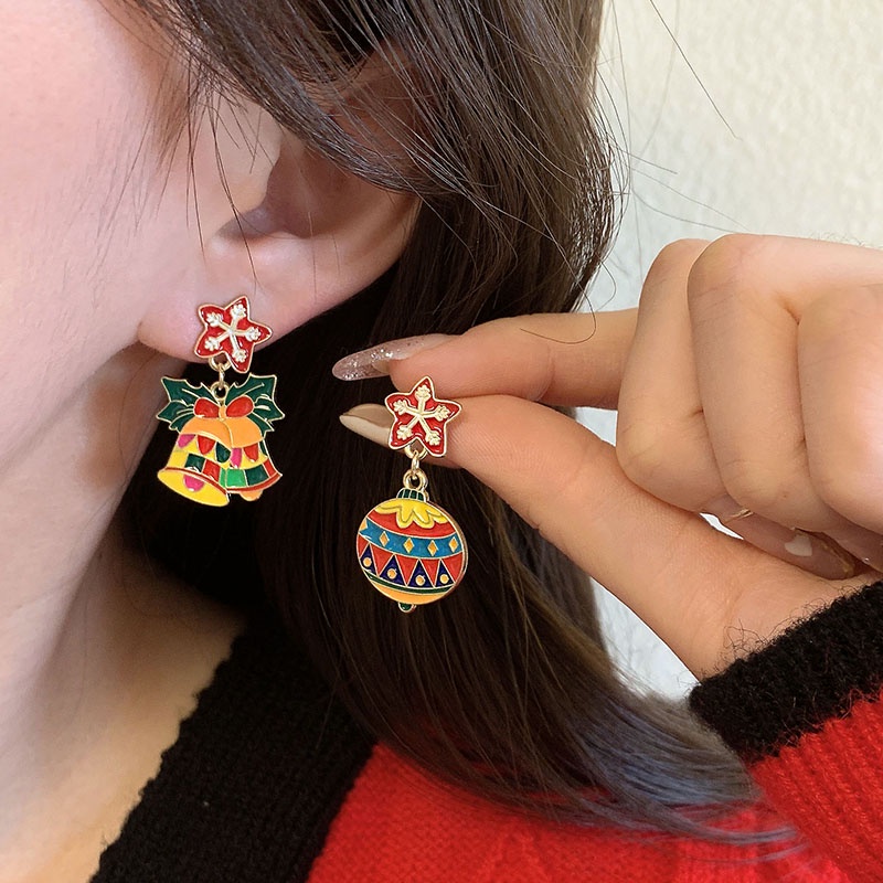 Bông Tai Mạ Bạc 925 Hình Giáng Sinh