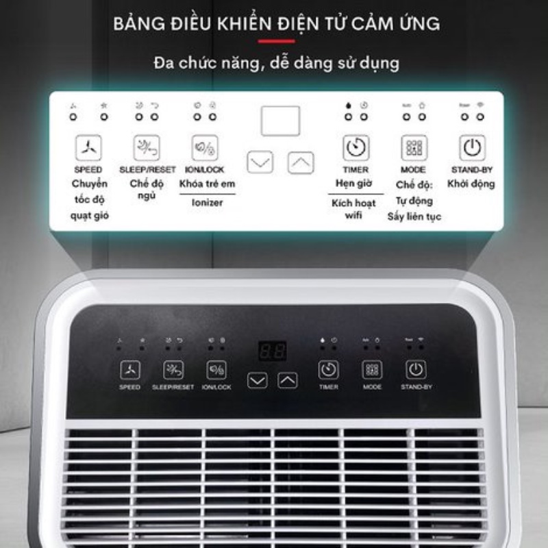 Máy hút ẩm 20L/ngày Fujihome DH20W Kết nối wifi thông minh - Công suất 20 lít/ngày - Hàng chính hãng