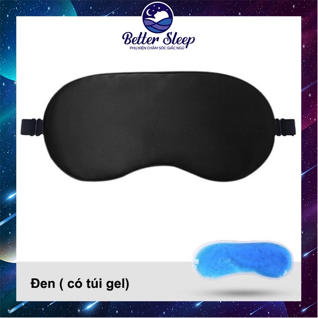 Bịt Mắt Ngủ Lụa Mềm Mại Thông Thoáng Có Chứa Túi Gel Làm Mát Và Dây Đeo Điều Chỉnh- màu Đen #19 # BMNBS09