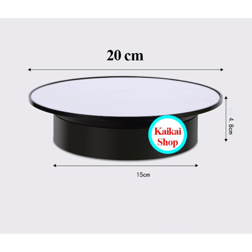 Bàn XOAY KỆ TRƯNG BÀY SẢN PHẨM 15cm 20CM, DÙNG PIN HOẶC ĐIỆN 220V, TẢI 5 KG Kaikai86