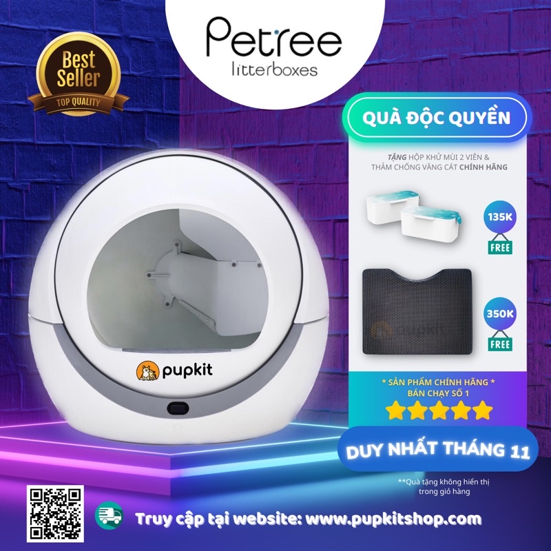 MÁY DỌN PHÂN MÈO TỰ ĐỘNG PETREE WIFI 2021 CHÍNH HÃNG