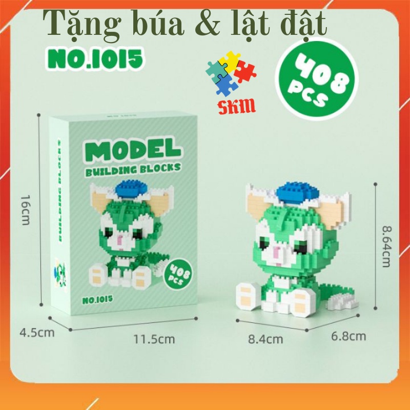 Mô hình lắp ráp lego thú xanh tặng kèm búa + lật đật, đồ chơi thông minh, xếp hình (Sản phẩm kèm hộp)