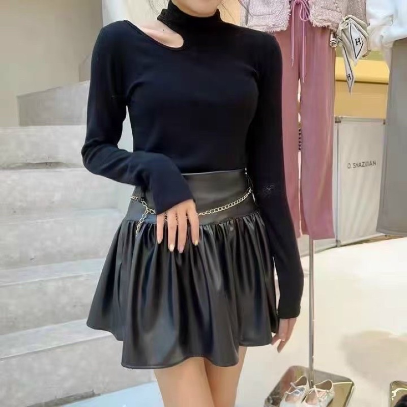 CHÂN VÁY DA KÈM ĐAI CHẤT DA MỀM HÀNG QUẢNG CHÂU