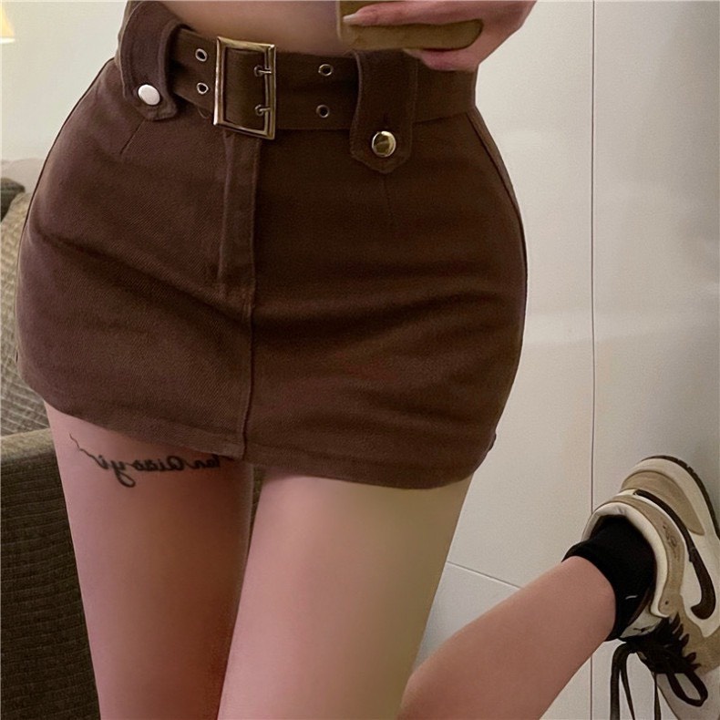 Chân váy thắt lưng kaki nữ, chân váy chữ A ullzang hot hiện nay
