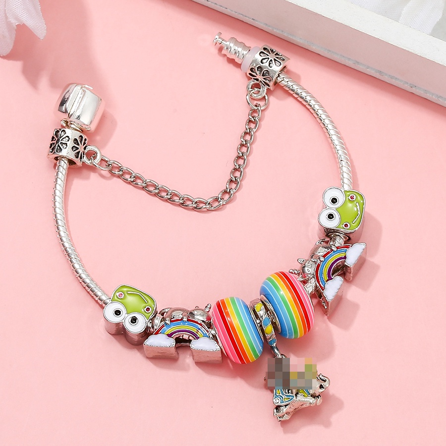 Vòng Tay Hạt Xỏ Màu Cầu Vồng Hình Kỳ Lân / Ếch Xanh DIY Dành Cho Bé Trai Và Bé Gái