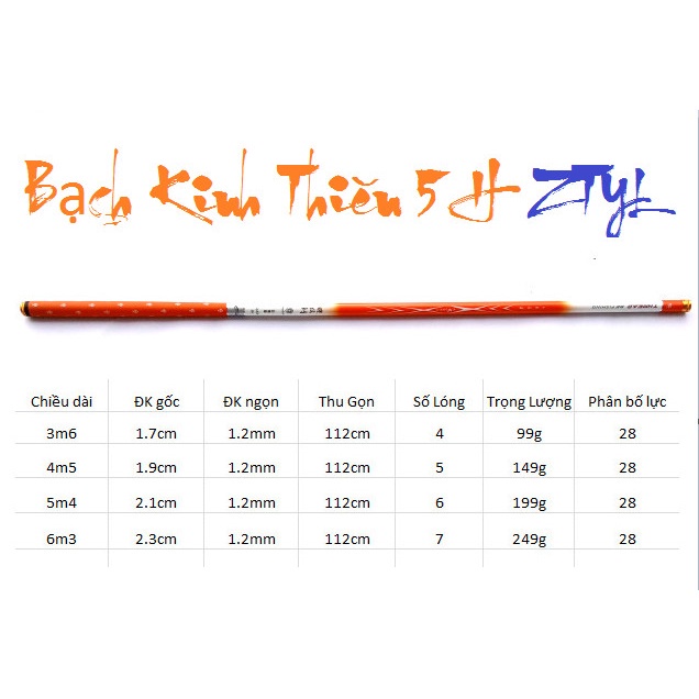 Cần Câu Tay Câu Đài Bạch Kinh Thiên 5h Hàng Chính Hãng Tặng Ngọn Phụ