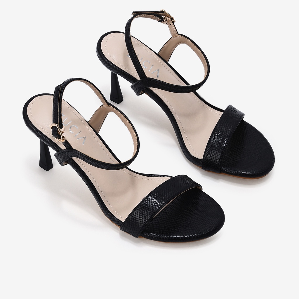 Giày Sandal cao gót nữ Zucia thiết kế quai ngang dập vân cách điệu gót nhọn tôn dáng cao 8cm - STH18