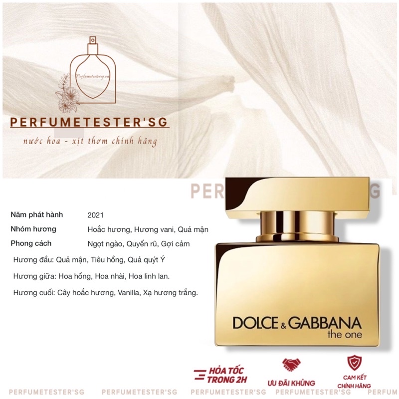 Nước hoa 𝐃𝐨𝐥𝐜𝐞 & 𝐆𝐚𝐛𝐛𝐚𝐧𝐚 The One Gold For Women -𝒑𝒆𝒓𝒇𝒖𝒎𝒆𝒕𝒆𝒔𝒕𝒆𝒓