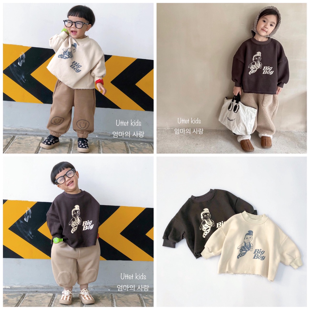 ÁO SWEATER BIGBOY CÓ LÓT LÔNG DÀNH CHO BÉ GÁI VÀ BÉ TRAI MÙA THU ĐÔNG