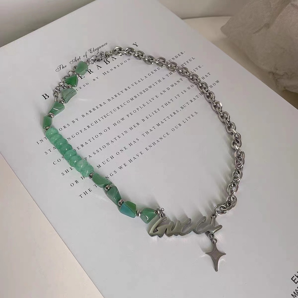 Vòng cổ nam nữ màu bạc ngọc Kuu.Studio độc đáo cá tính phong cách đường phố - Dây Chuyền Titan chuỗi G Chain